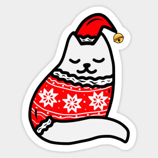 Cozy Christmas Sweater Kitten Sticker